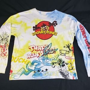 Custom Dyed Looney Tunes Longsleeve Shirt 2XL XXL Bugs Taz